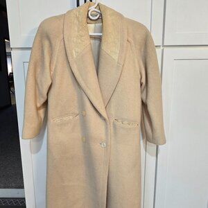 Vintage Donnybrook Women's Trench Coat Beige Sz 4P 75% Wool Long Cream